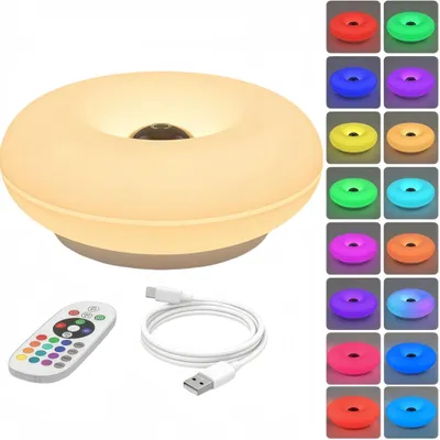 Produktbild von 16 RGB Sunset Tischlampe mit Fernbedienung,USB Plastik Nachttischlampe,Touch-Steuerung,Wandleuchte,Dekorative Lichter,für Schlafzimmer,Wohnzimmer