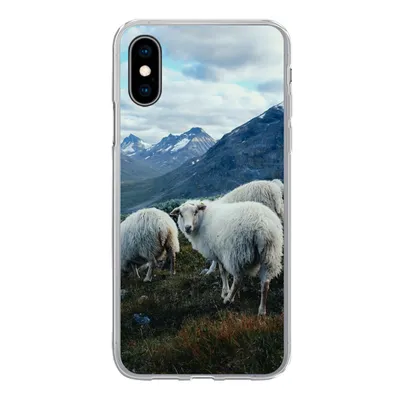 Produktbild von MuchoWow® Handyhülle Schutzhülle Hülle für iPhone X Schafe - Natur - Berge Silikon Softcase Handy Hülle - Handyhülle
