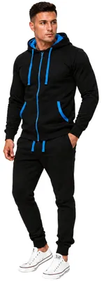 Produktbild von Herren Freizeitanzug Jogginganzug Sweatwear 704 Schwarz-Blau S