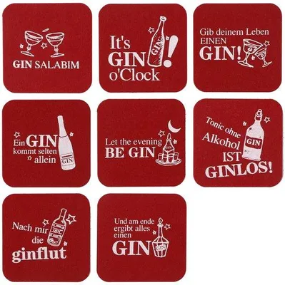 Immagine prodotto di Set di 8 sottobicchieri in feltro per il gin, per gli appassionati di gin