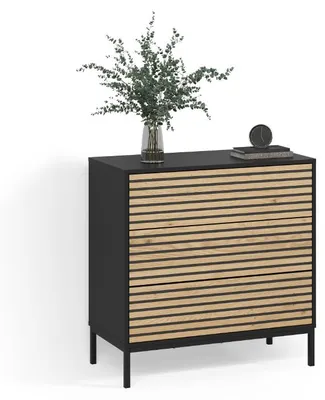Image de Commode Livinity Aterno Chêne doré/anthracite 80x81.2cm 2 tiroirs, Model 58763