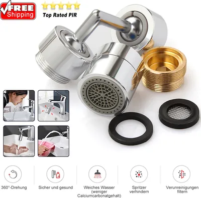 Produktbild von Universal Spritzfilter Wasserhahn Schwenkbrause Wasserhahn Aufsatz 720° Brause Sprühgerät Wasserauslauf Wasserhahn
