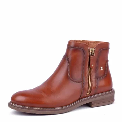 Image de Pikolinos Femme Bottine cuir Bootie plate fermeture éclair Aldaya W8J-8747, Taille:37 EU, Couleur:Marron