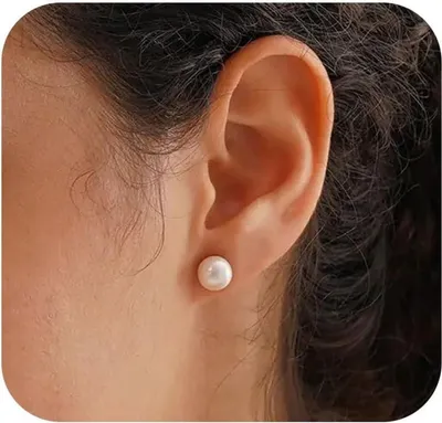Obrázok produktu pre Perlové náušnice 925 striebro Dámske sladkovodné perly Stud zlaté vodotesné hypoalergénne 10mm