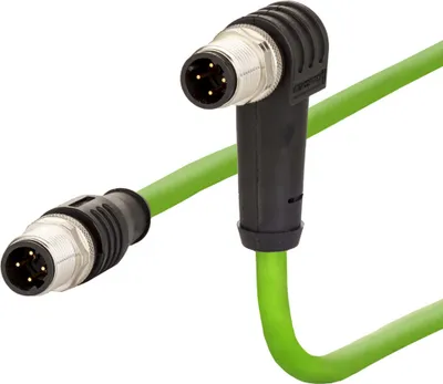 Produktbild von METZ CONNECT Verbindungsleitung M12 ST-M12 ST, 4-pol D-kodiert, gewinkelt-gerade, 5 m