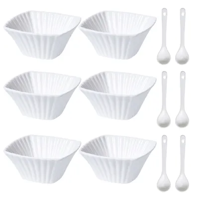 Obrázok produktu pre Súprava porcelánových misiek s lyžičkou 12 ks štvorec KO-798000050ctve