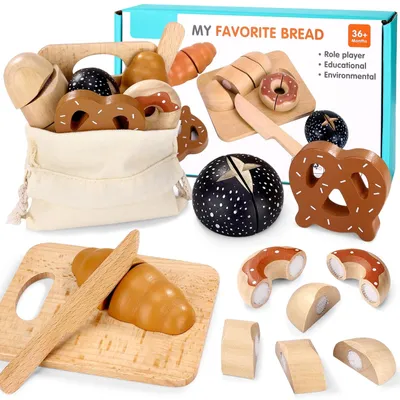 Image de Omgoods - Ensemble de jouets en bois pour enfants - Découvrez et apprenez avec cet ensemble de découpe