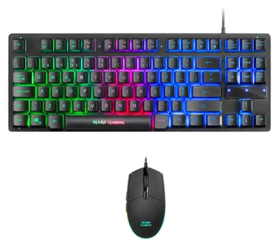 Produktbild von Mars Gaming MCPTKLPT, Kabelgebunden, USB, Membran Key Switch, RGB-LED, Schwarz, Maus enthalten
