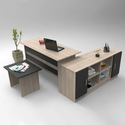 Produktbild von Skye Decor, Vo10-Ob, Büromöbel-Set, Eiche, 100 % MELAMINBESCHICHTETE SPANPLATTEN, 140 x 60 x 73,8 cm