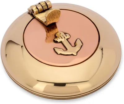 Produktbild von Klappaschenbecher aus Messing mit Kupferdeckel, 6 cm Durchmesser