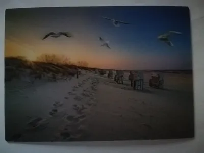 Produktbild von 3 D Ansichtskarte Strandkörbe, Postkarte Wackelkarte Hologrammkarte, Strand Meer Möwen