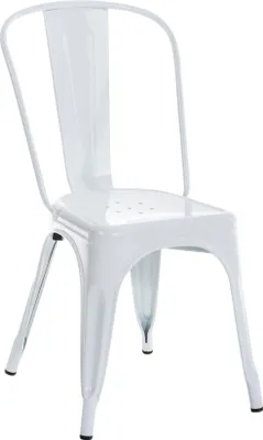 Immagine prodotto di Sedia da pranzo in metallo, design industriale, impilabile per risparmiare spazio, colore: bianco
