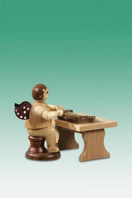 Produktbild von Holzfigur Musikantenengel mit Zither sitzend natur ohne Krone Höhe 6,5cm NEU