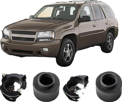 Zdjęcie produktu dla Zestaw podnoszący, Przednie podniesienie 3,5 cala, Tylne podniesienie 2,5 cala, Do Chevy Trailblazer i GMC Envoy 2002-2009, Precyzyjna konstrukcja CNC, Maksymalna średnica opony 32 cale