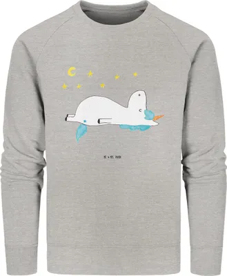Produktbild von Mr. & Mrs. Panda Bio Baumwoll Pullover Einhorn Sternenhimmel Größe L - Heather Grey - Geschenk, Sweatshirt, Verrückt, Unicorn, Sweater, Pulli, Einhörner, Sterne