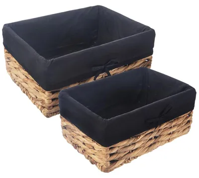 Produktbild von Orion | Körbe 2er Set - 30x20 / 36,5x25 cm - Wasserhyazinthe Geflecht - mit herausnehmbarem Futter