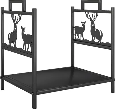 Produktbild von Kaminholzregal für innen 42,5 x 33,5 x 43 cm Brennholzregal für Kamin Ofen aus Metall Schwarz
