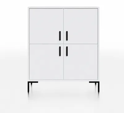 Zdjęcie produktu dla Komoda SIMPLE 4 szafki zamykane – Biała | 101x113x40 cm szafka