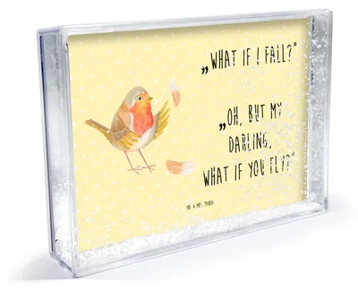 Produktbild von Mr. & Mrs. Panda Bilderrahmen Rotkehlchen Federn - Gelb Pastell - Geschenk, Fotorahmen, Acrylrahmen, Motivationsbilder, Acryl-Aufsteller, Vogel, 3D-Bilderrahmen, fliegen