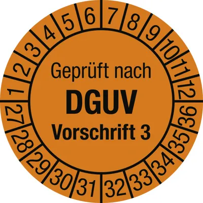 Produktbild von Dreifke® Prüfplakette  nach DGUV Vorsch. 3, 2027-2036, Folie, Ø 25 mm,...