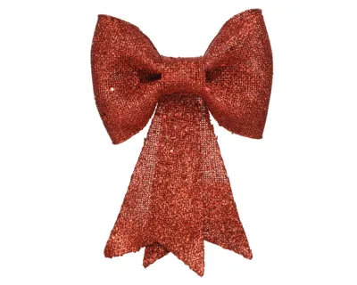 Produktbild von Kaemingk Kunst-Schleife Glitterhänger 1,5 x 22 x 30 cm rot
