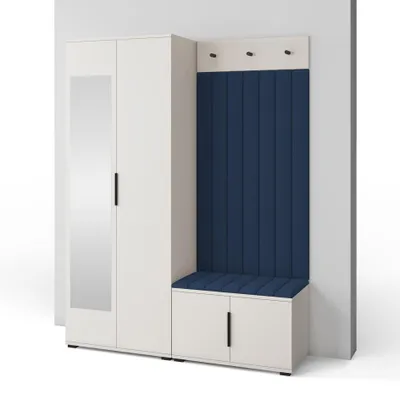 Produktbild von Garderoben-Set Napoli Version 13: Kleiderschrank mit Polsterpaneelen, Schuhschrank Flur und Eingangsbereich (Cashmere/Trinity 30)
