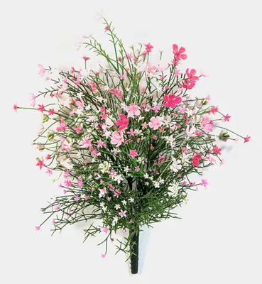 Produktbild von artplants.de Künstliches Schleierkraut Busch JARMIN auf Steckstab, crossdoor, rosa-pink, 45cm - Kunstblume