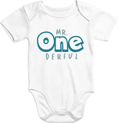Produktbild von Kurzarm Baby-Body Mr Onederful Geburtstag 1 Jahr Geschenk Baumwolle Moonworks® 1 weiß 12-18 Monate
