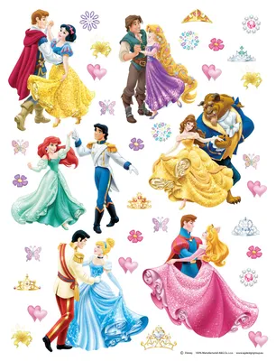 Obrázek produktu pro Disney tetování na zeď princezny žlutá, růžová, fialová a modrá - 600141 - 65 x 85 cm