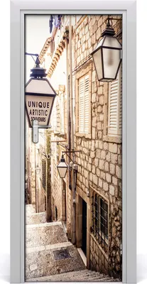 Produktbild von Tulup Türaufkleber 75x205 cm Dekorative Aufkleber Selbstklebend Wasserdichte Tapete Abnehmbar Schlafzimmer Wohnzimmer Wohnkultur - alte Stadt Straße