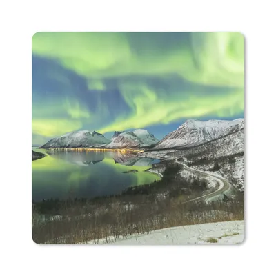 Produktbild von MuchoWow® Mauspad Mousepad Nordlichter - Fjord - Norwegen 20x20 cm - Mousepads - Maus Mat - Pad - Mausunterlage - Desk Mat - Bureauartikeln