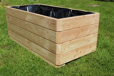 Produktbild von Massiver Pflanzkasten Mammut aus Lärchenholz natur Blumenkasten Blumentopf Pflanzkübel Kräutertopf Größe: 100x50x39 cm