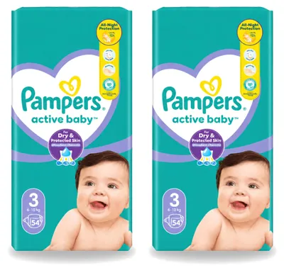 Produktbild von 2 x Pampers Active Baby Windeln Größe 3, 6-10 kg - Vorteilspackung - 2 Stücke