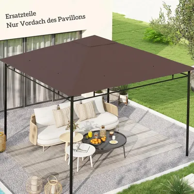 Obrázok produktu pre Strecha pavilónu – náhradná strecha/plachta – polyester – 2,98 x 2,95 m – kávovo hnedá