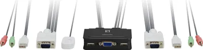 Produktbild von LevelOne 2-Port-Kabel-KVM-Switch, VGA, USB, Audio, 2048 x 1536 Pixel, Schwarz