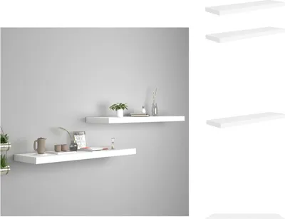 Obrázek produktu pro vidaXL Plovoucí police 2 ks. Bílé 90x23,5x3,8 cm MDF - Nástěnné police