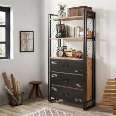 Immagine prodotto di Podul - Libreria, 90x35x180h cm Marrone Quercia, 2 Ripiani