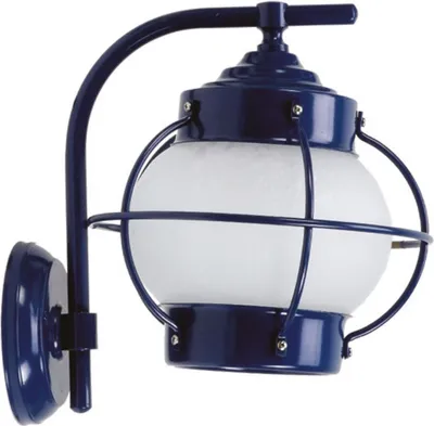 Produktbild von Außenlampe Wand Echt-Messing Glas E27 IP23 H: 22 cm Blau Maritim Wandleuchte außen