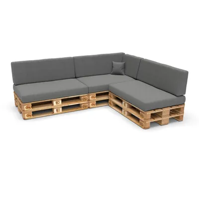 Produktbild von POKAR Palettenkissen Palettenauflagen mit abnehmbarem Bezug Palettensofa, Größe:8er Set, Farbe:Grau