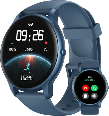 Produktbild von Herren-Smartwatch mit Telefonfunktion,Fitness-Tracker mit Herzfrequenz-Schlafmonitor,1,32 Zoll wasserdicht,rund 100+ Sportmodi für Android iOS (blau)