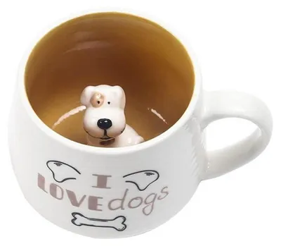 Productafbeelding van 3D-mok in de vorm van een hond, keramiek, koffiemok, 340 ml, cadeau-idee