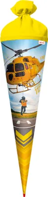 Produktbild von ROTH Schultüte groß Helikopter 70 cm rund Rot(h)-Spitze Filzverschluss Zuckertüte Schulanfang