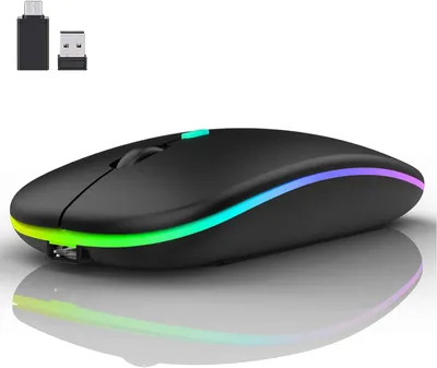 Produktbild von Kabellos (Bluetooth 5.0 + USB 2,4 GHz) Wiederaufladbare Optische Office- Funk Maus, Maus für MacBook Air Pro,iPad,Mac,PC,Computer,Laptop,Desktop