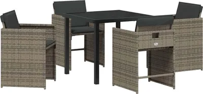 Obrázek produktu pro vidaXL Zahradní jídelní set, 5 kusů, šedá barva, polyratan