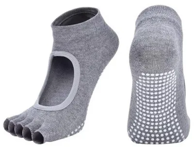 Produktbild von Go Go Gadget – Yoga-Socken – Pilates – Zehensocken – offene Spitze – atmungsaktiv – rutschfest – Grau