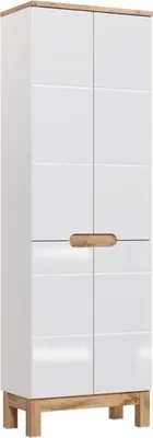 Immagine prodotto di Colonna bagno ERMANO - Rovere chiaro e bianco lucido - 60x187 cm - 4 porte - Da appoggio