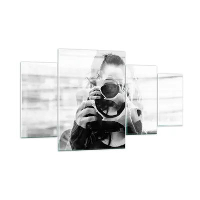 Produktbild von Bilder auf glas - 4 Teile - Fotograf Schwarzweiß Doppel - 160x90cm - Glasbilder - Wandbilder - Bilder - Wanddekoration aus Glas - Glas Bilder - Wandbild auf Glas - GDL160x90-4586