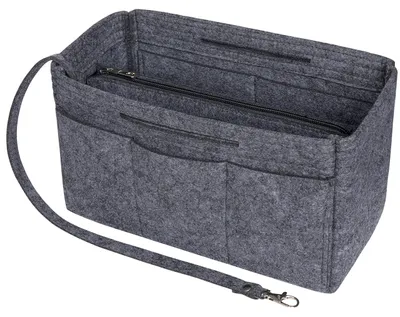 Immagine prodotto di Organizzatore per borse in feltro - Bag-in-Bag per modelli Speedy 25-40 e Neverfull - Grigio scuro - Grande, dimensioni 30x15x16 cm