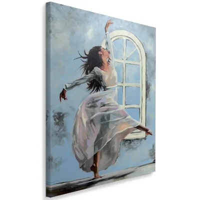 Produktbild von Leinwandbild ballerina-tänzerin 40x60 cm Feeby blau wandbild bereit zum aufhängen