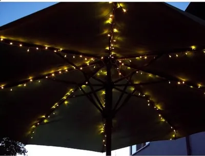 Produktbild von LED Sonnenschirm Lichterkette 160er warmweiß Kabel schwarz FHS 23874
